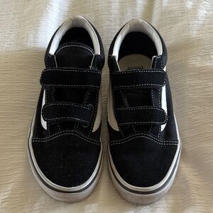 Vans Kids Black and White Velcro Sneakers